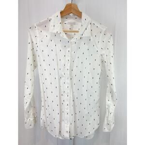 GARNET HILL 2 Essential Organic Cotton Button Up Shirt Long Sleeve White Black